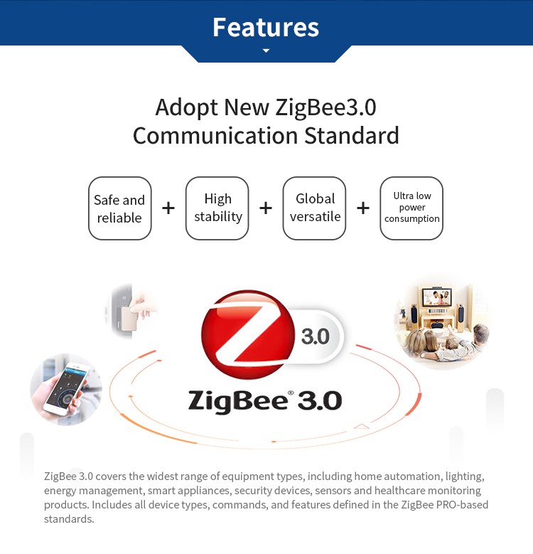 Features Adopt New ZigBee3.0Communication Standard