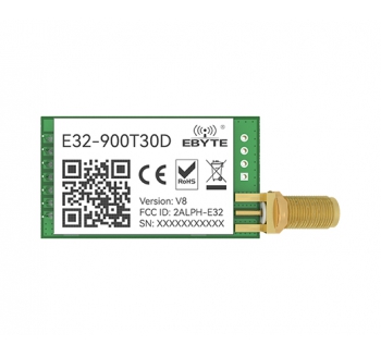 E32-900T30D SEMTECH's LoRa solution Wireless Serial Port Transmitter LoRa Modulation 30dBm 868/915MHz 1W CDEBYTE Antenna DIP 8km